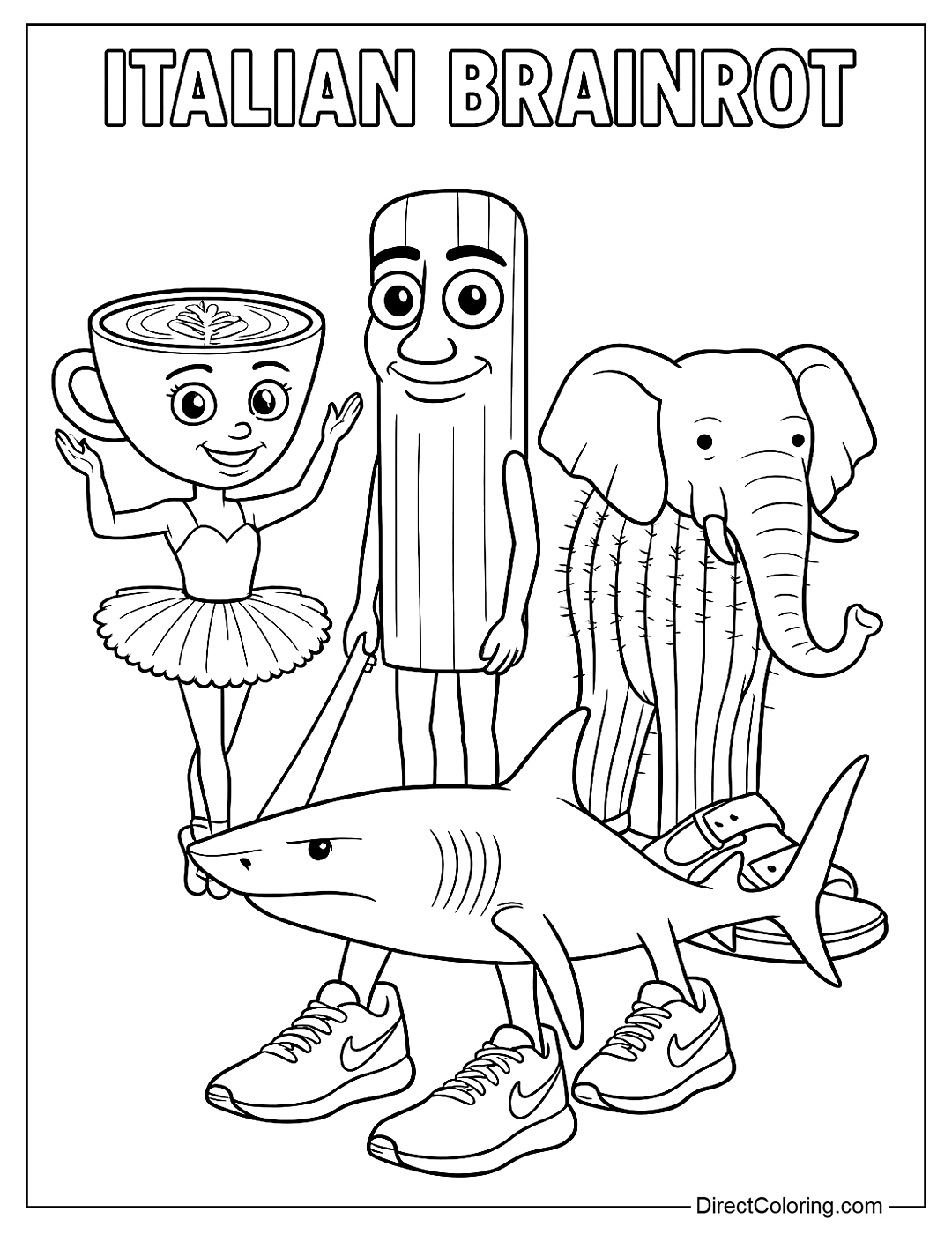 Italian Brainrot Coloring Page  for Kids